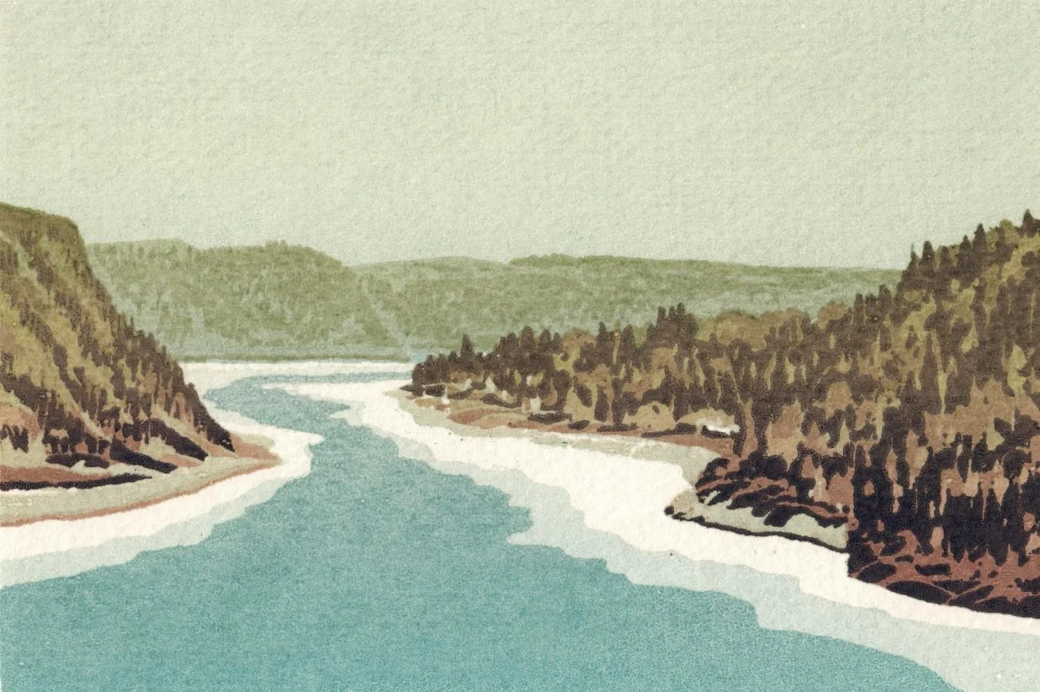 The North Saskatchewan River, Alberta (#113)  ed.58/80, serigraph/paper, 4 x 6 inches (10x15 cm), framed, $425 Cdn.