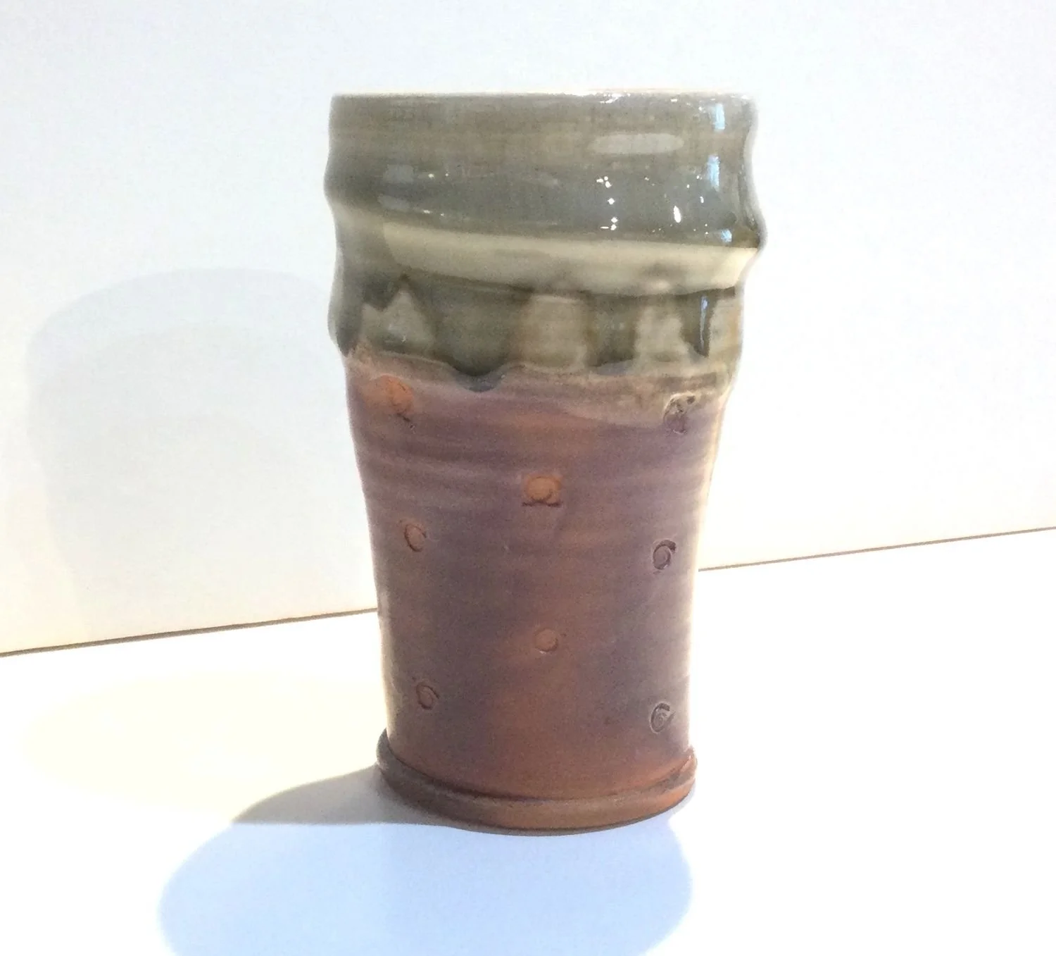 Soda-fired Tumbler, porcelain, 5.75 x 3 x 3 inches (14.5 x 7.5 x 7.5 cm), $60 Cdn.
