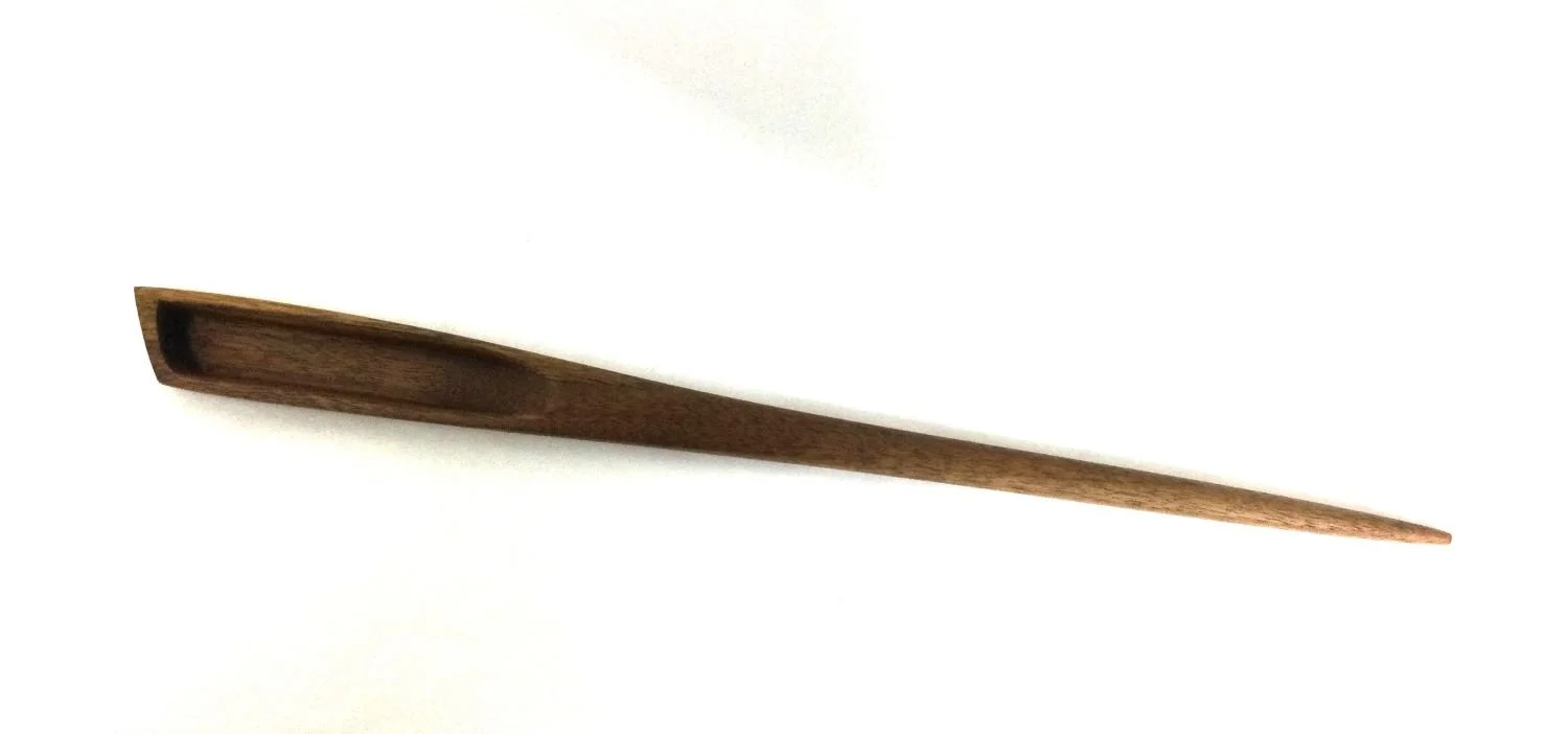 Walnut Ladle (24.3), chiselled & hand sanded walnut, 17.5 inches (44 cm) long, sold.