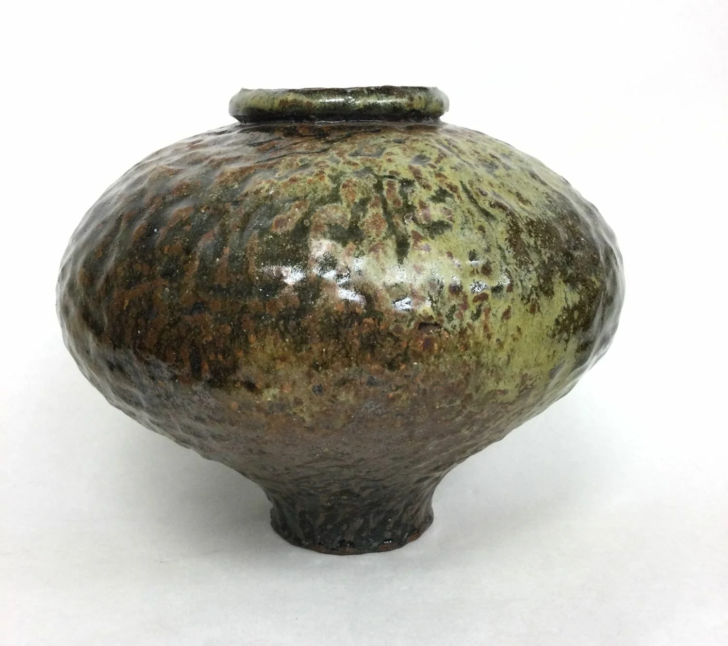 Glazed Atmospheric Woodfired Jar (#21.22), 2025, woodfired porcelain, 8.5 x 10 inches (21.5 x 25.5 cm)  $600 Cdn.
