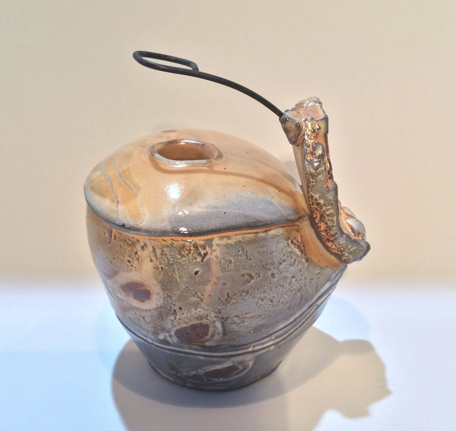 Confluence Bud Vase (#26.2.5), 2026, low soda fired earthenware, 3 x 3.75 x 4 inches (8 x 9.5 x 10 cm), $90 Cdn.