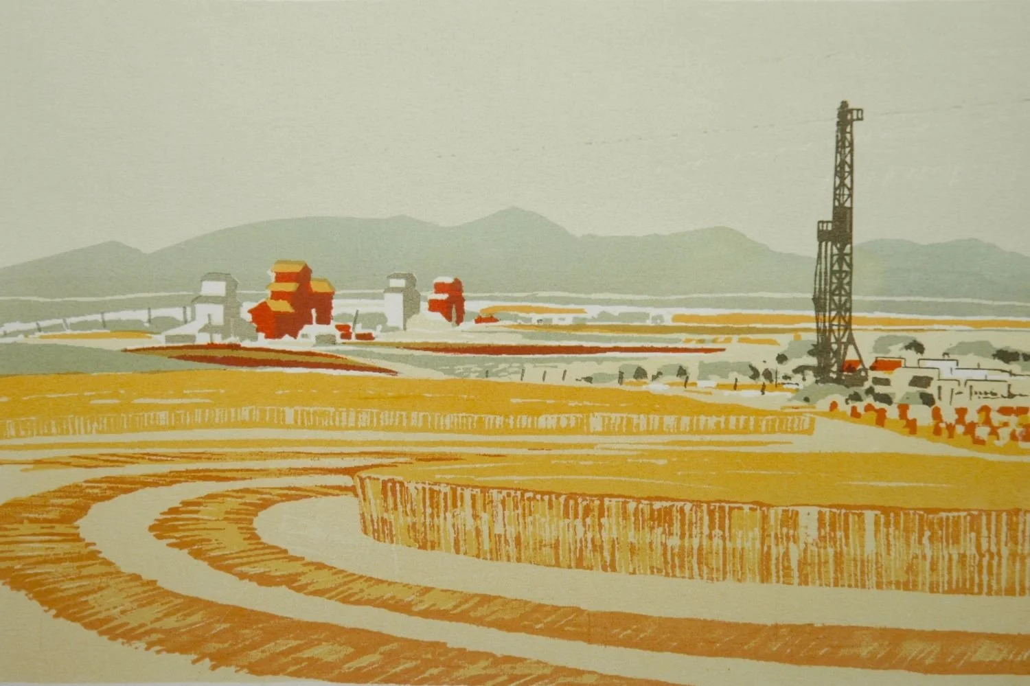 Alberta Harvest, 1977, serigraph on paper, 6x9 inches (15x23cm), framed, $525 Cdn.