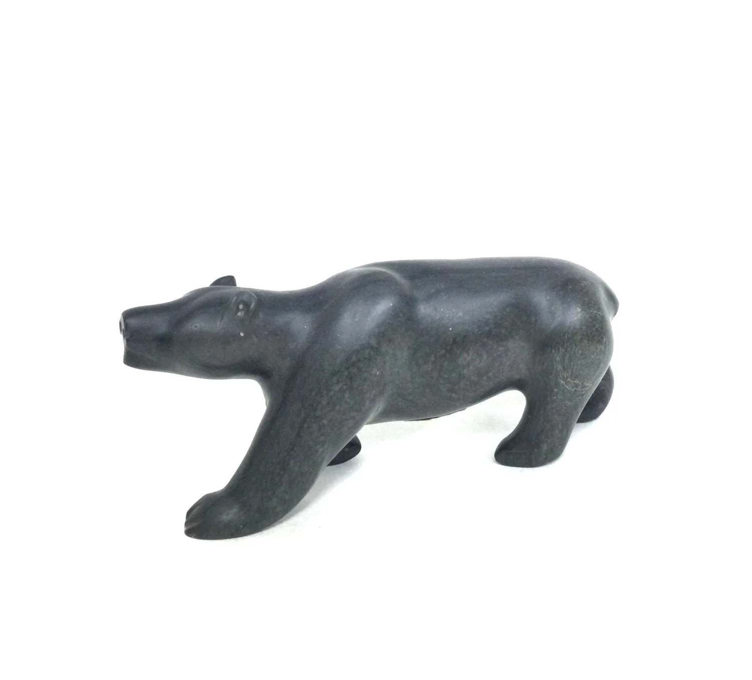 Unknown Inuit Artist, Walking Bear (#26.1.21), n.d., serpentine, 2.25 x 1.73 x 6 inches (6x4.5x15 cm), provenance: private collection Saskatchewan, $475 Cdn.