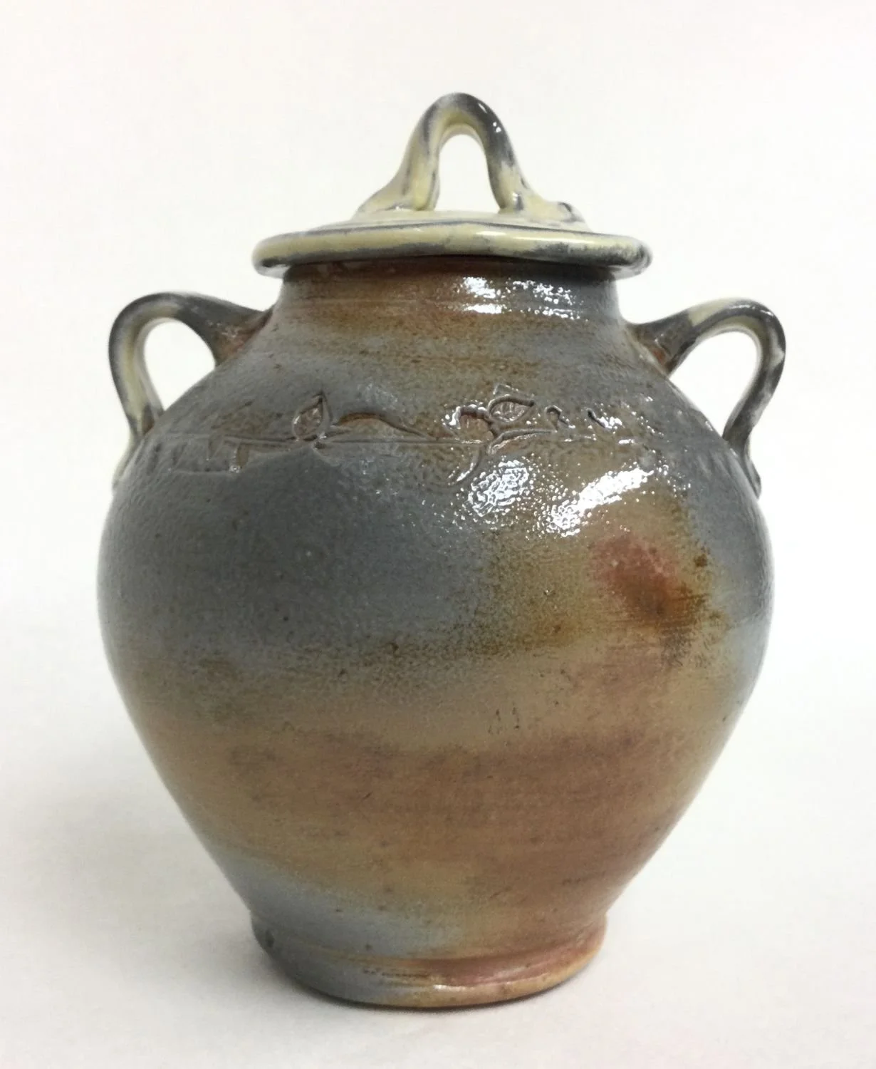 Yellow Lid Lidded Jar (#22.3), impressed & soda fired porcelain, 7 x 5 inches (18 x 13 cm), $130 Cdn.