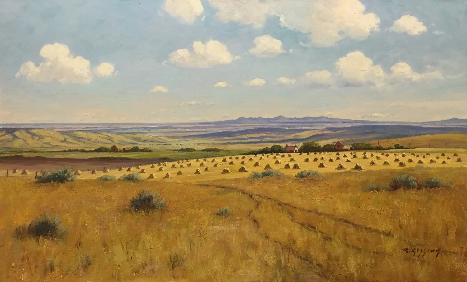 Distant Hills (Sweetgrass Hills), 1964, oil on canvas, 22 x 36 inches (56 x 91.5 cm), framed, condition: excellent, sold.