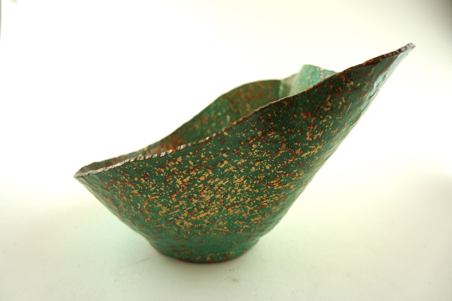 Scuttle, 1990, raised, copper, automotive paint, lacquer, 5.25 x 7.5 x 6.75 inches (13 x 19 x 17 cm), sold.