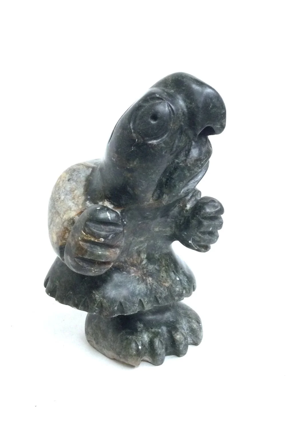 Leo Uttaq (1964-2022) Taloyoak / Spence Bay ᑕᓗᕐᔪᐊᖅ, Standing Spirit Figure (#25.8.8), mid-1990s, basalt, 8.5 x 5 x 4.5 inches (21.5 x 13 x 12cm), provenance: private collection Canmore, $1600 Cdn.
