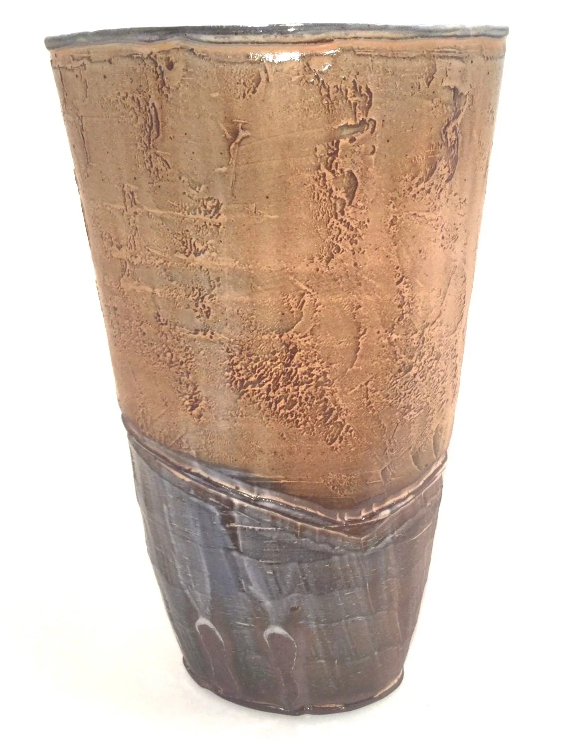 Medium Confluence Vase (#26.2.24), 2026, low soda fired earthenware, 9.5 x 5.75 x 3.75 inches (24 x14.5 x 9.5 cm), $240 Cdn.
