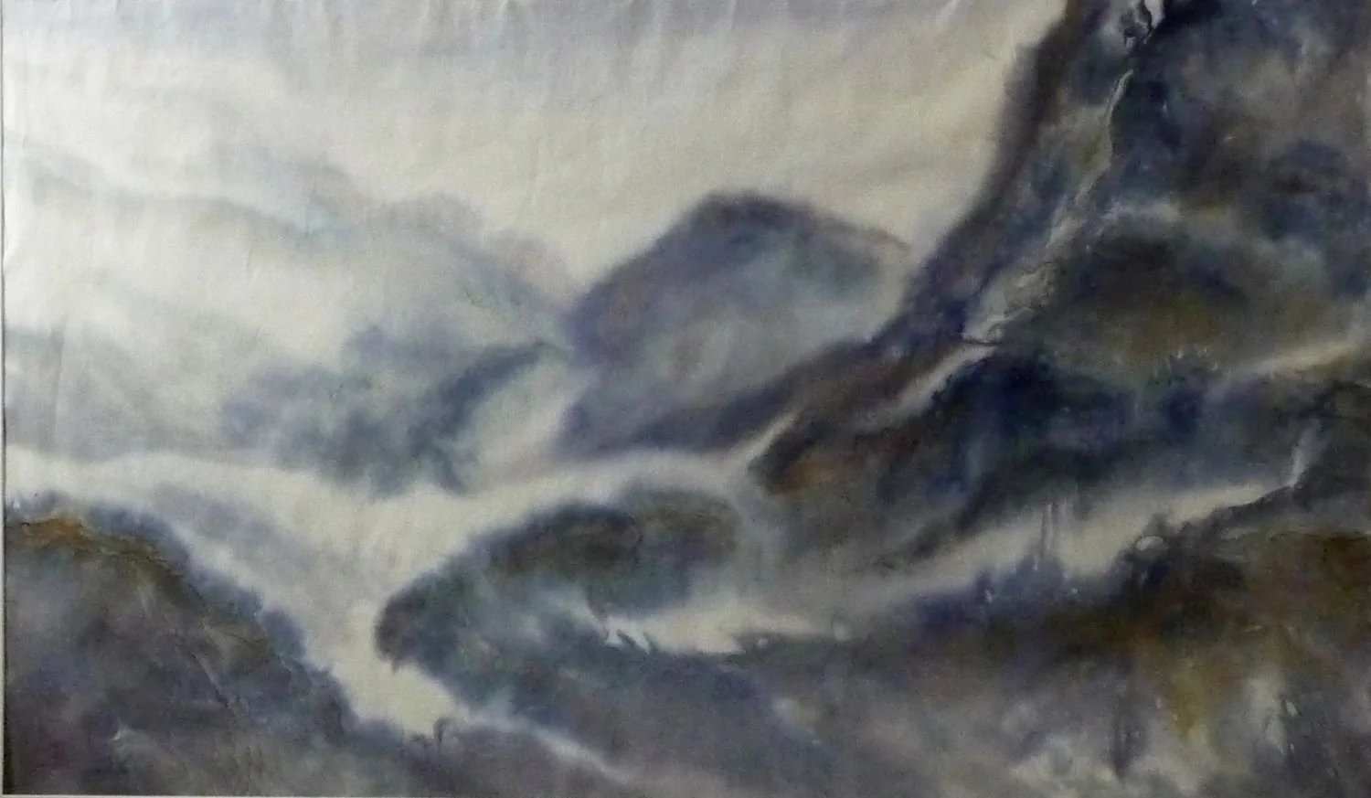 Reverie Series - Mountain New Ways, 1999, watercolour on mitsumata 45-50 gm rice paper, 27 x 46 inches (69 x 117 cm), framed, $4500.00 Cdn.