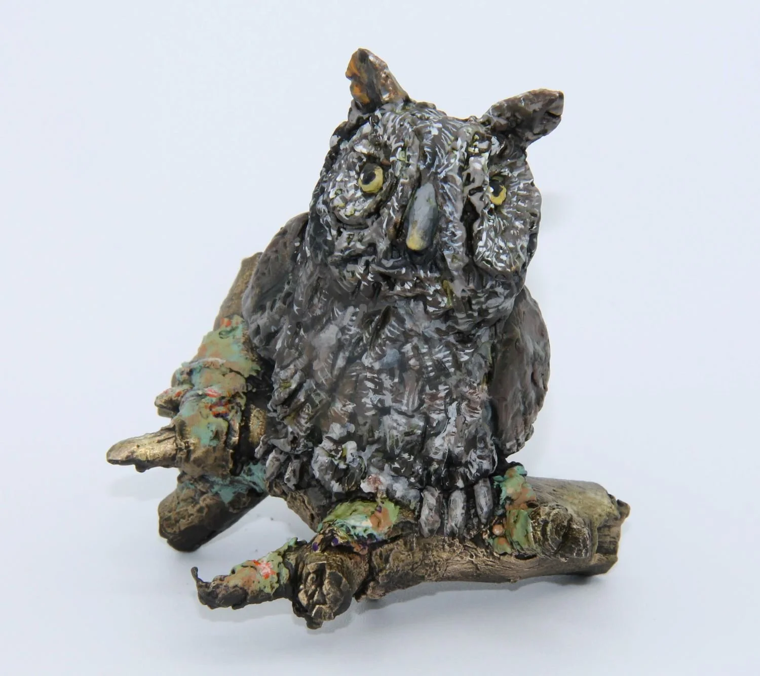 Parliament of Owls #3, Sebastien the Western Screech Owl (unique), 2022, unique patinated bronze, 3.5" (9 cm), 24 oz (680 gm), sold.