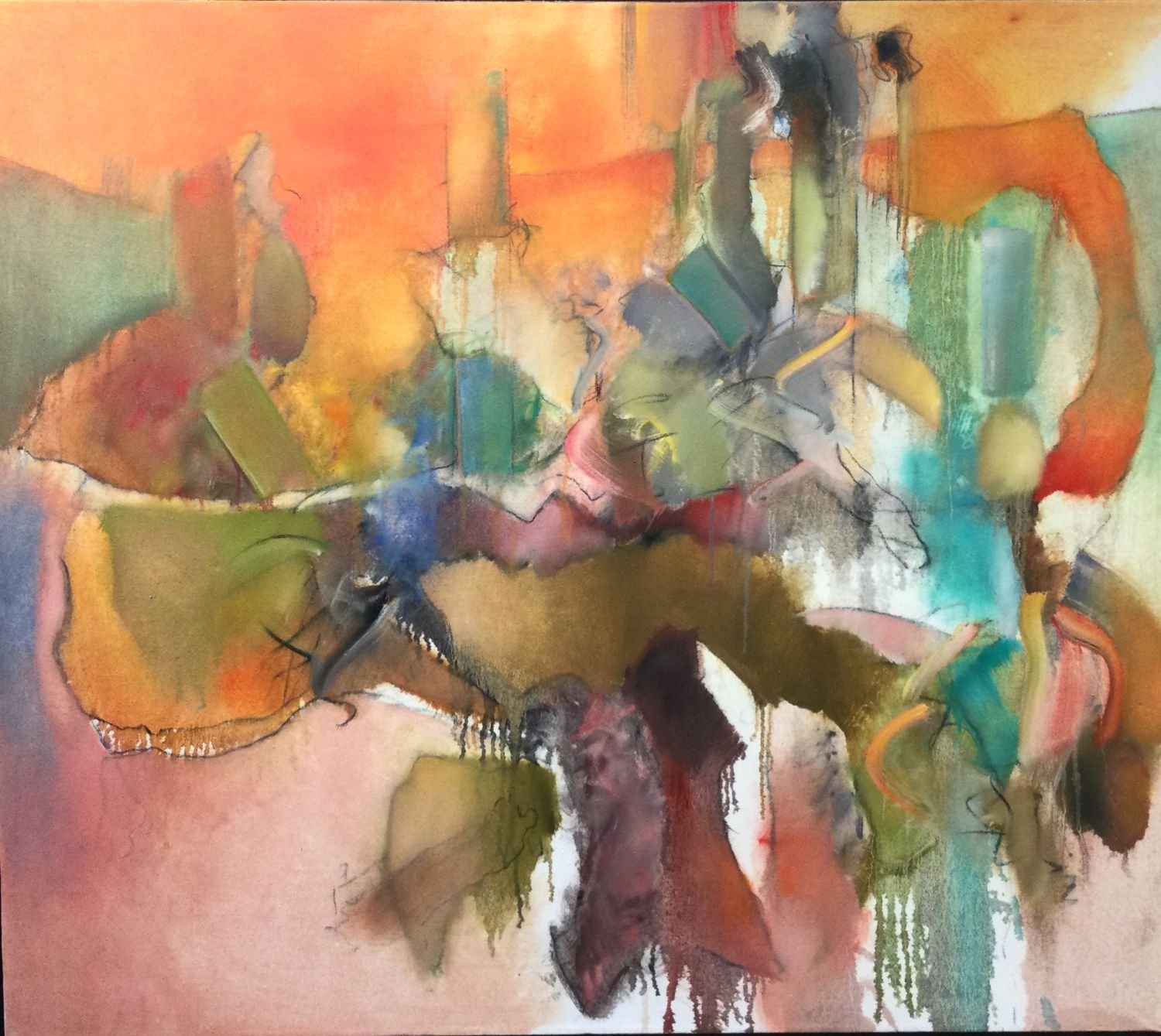 Joining Horizon + Sky (#68-P-2), 2024, oil on canvas, 42 x 48 inches (107 x 122 cm), exhibition frame, sold.