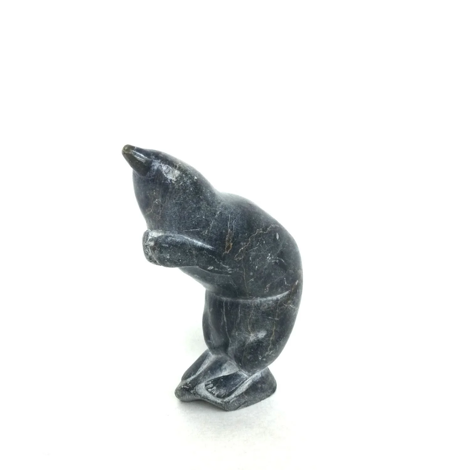 Joshua Nappatu Qaqutu E9-1371 (-1936) Povungnituk / Puvirnituq ᐳᕕᕐᓂᑐᖅ, Water Shrew (#26.1.2), pre 1936, steatite/soapstone, 4.25 x 1.5 x 3 inches (10.5x4x7.5cm), provenance: private collection BC, $295 Cdn.