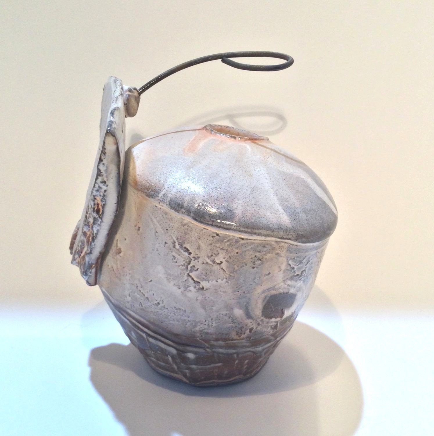 Confluence Bud Vase (#26.2.6), 2026, low soda fired earthenware, 4.5 x 3.5 x 3.5 inches (11 x 9 x 9 cm), $90 Cdn.