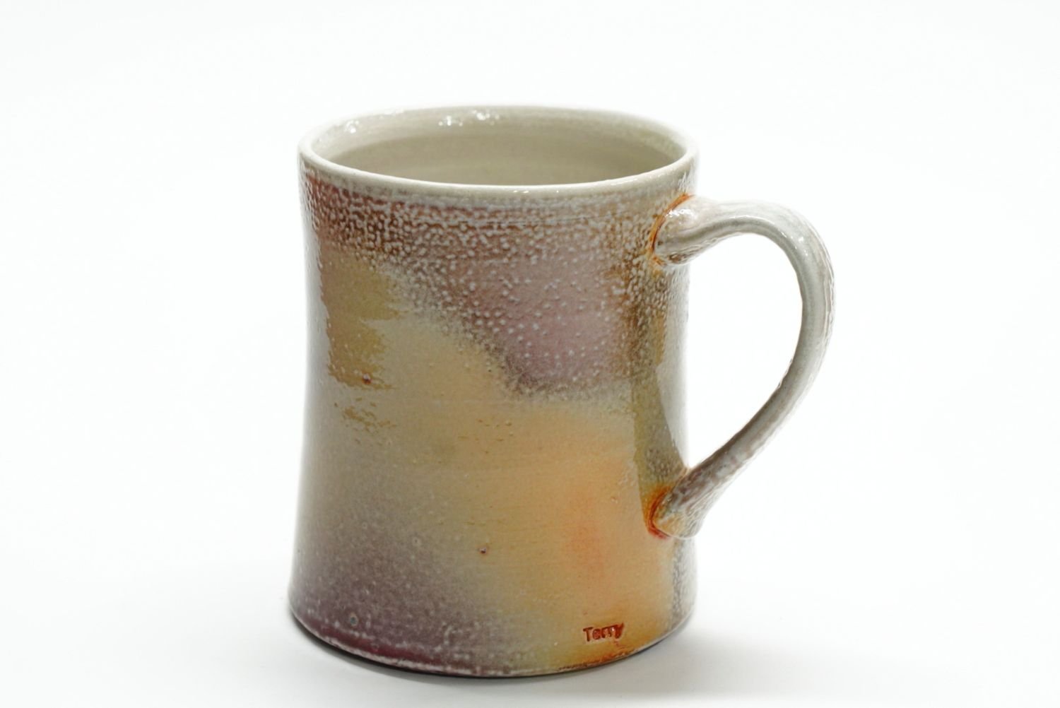 Bell Bottom Mug (#25.48), 2025, soda fired porcelain, 4 x 4.75 x 3.25" (10.5 x 12 x 8cm) $50 Cdn