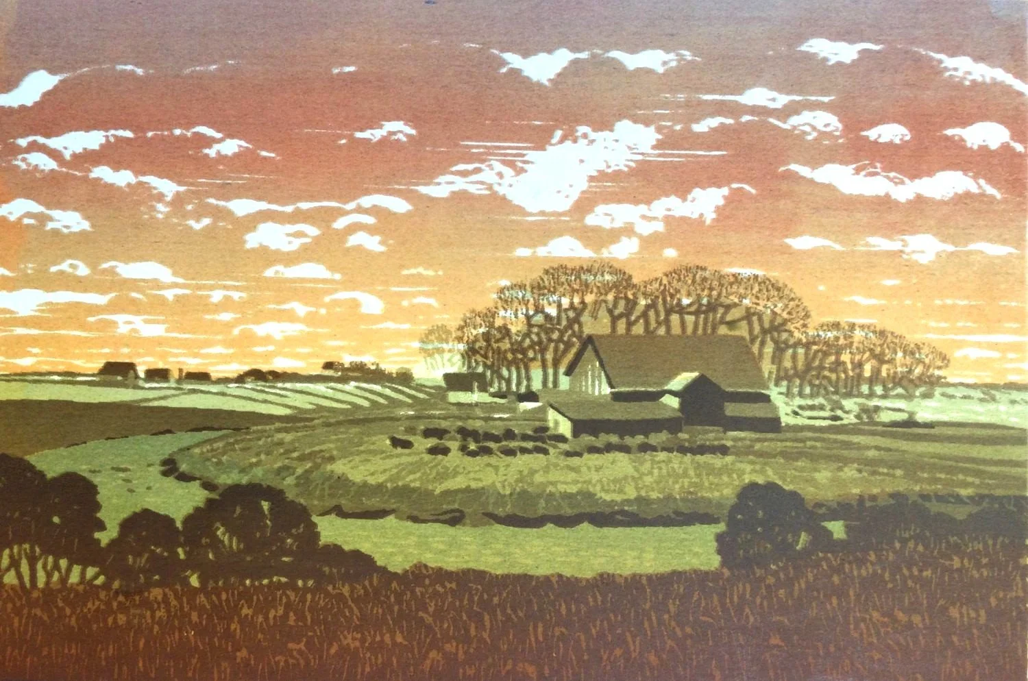 Fall Landscape, Alberta (#139), 1989, ed. 82/85, serigraph/paper, 6 x 9 inches (15 x 23 cm), framed, $525 Cdn.