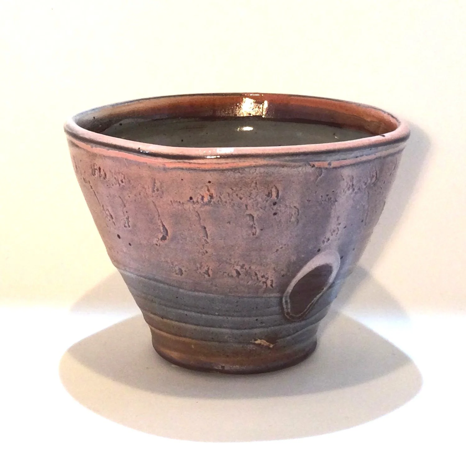 Confluence - Yunomi Cup (#26.2.59), 2026, low soda-fired earthenware, 2.75 x 3.5 x 3.5 inches (7 x 9 x 9 cm), $50 Cdn.