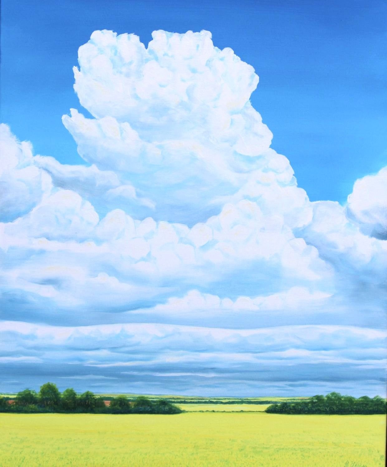 Billowing Crown (#26.5.3), 2026, oil on linen canvas, exhibition frame, 30x24 inches (76 x 61 cm), $2825 Cdn.