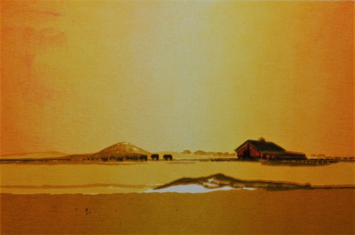 Sundown, Alberta, 1992, serigraph on paper, 6 x 9 inches (15 x 23 cm), framed, $425.00 Cdn.