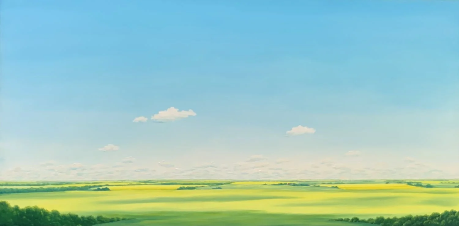 Forever Prairie (#26.5.6), 2026, oil on linen canvas, exhibition frame, 36 x 72 inches (91.5 x 183 cm), $5675 Cdn.