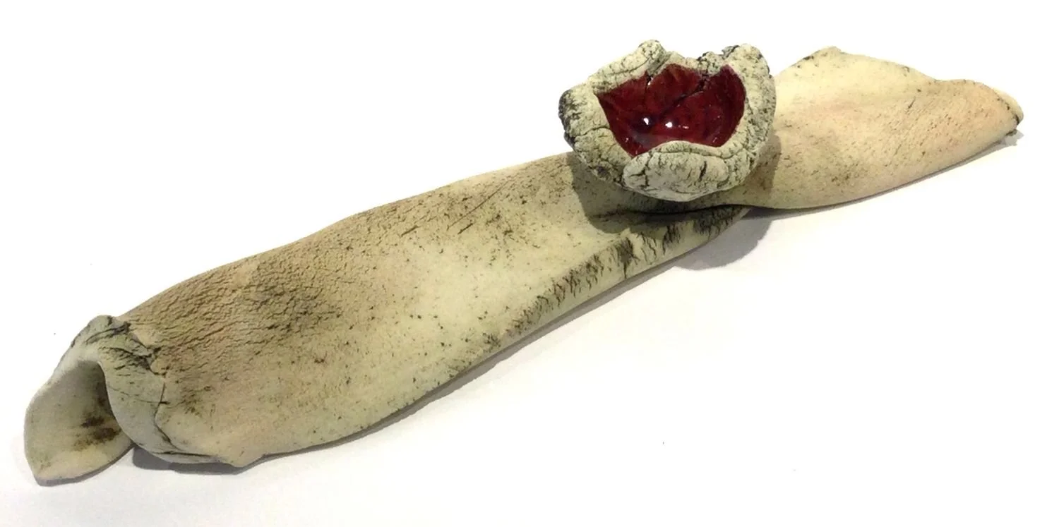 Free-Flowing Landscape Cup & Saucer, #25.16, 2025, stoneware, glaze, 2.5 x 15 x 3.5 inches (6.5 x 38 x 9 cm), $500 Cdn.