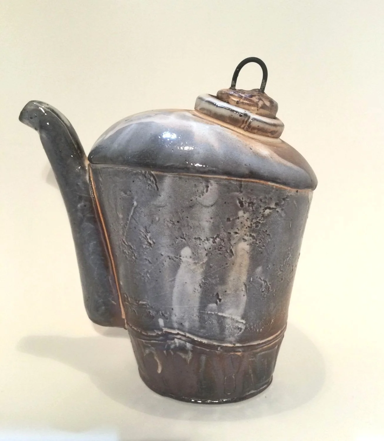 Medium Confluence Oil Pourer (#26.2.28), 2026, low soda fired earthenware, 6 x 3 x 5.25 inches (15 x 8 x 13 cm), $175 Cdn.