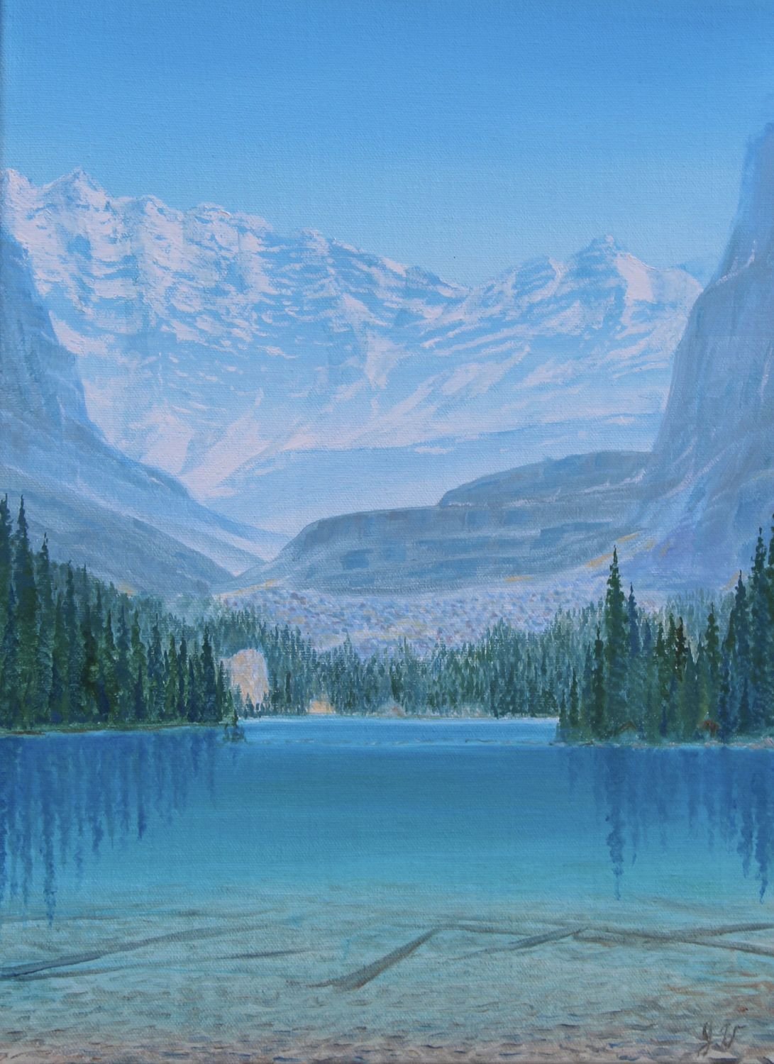 Lake O'Hara (#26.6.9), 2026, oil on linen canvas, exhibition frame, 16 x 12 inches (40.5 x 30.5 cm), $1475 Cdn.