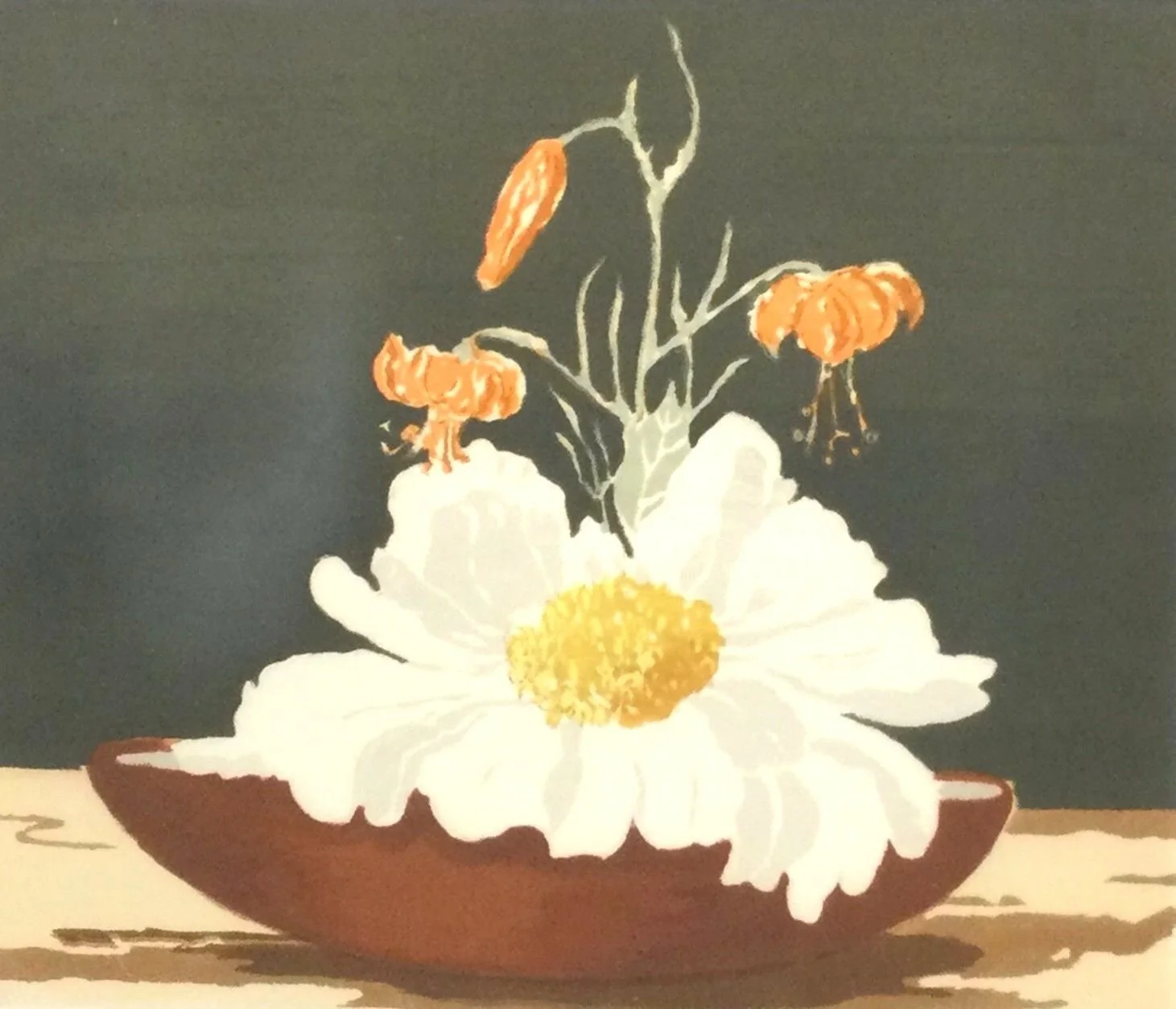 Ella Richards (1886-1975), Single Peony and Coral Lilies