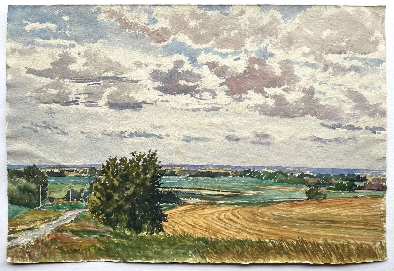 Farmland Near Bittern Lake, Alberta, 1991, watercolour on paper, 15 x 21.75 inches (38 x 54.5 cm), framed, $900 Cdn.