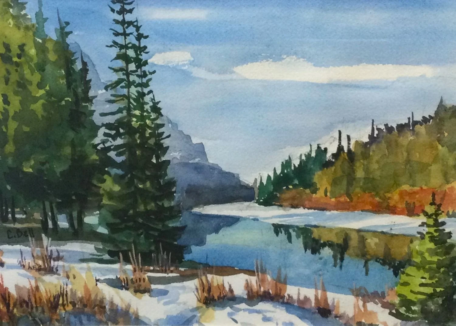 Policeman Creek Springtime, watercolour on paper, 10 x 14'' (25.5 x 35.5 cm), framed, $545 Cdn