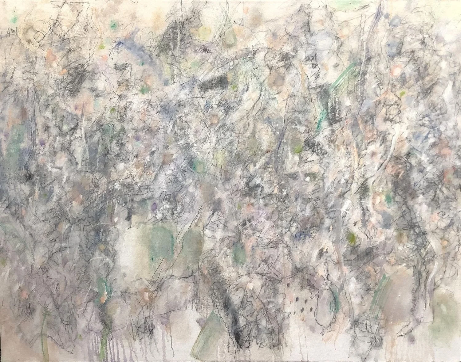 The Pale/The Quiet/The Waiting (#68-L-2), 2024, pencil, oil on canvas, 40 x 52 inches (102 x 132cm), $5100 Cdn