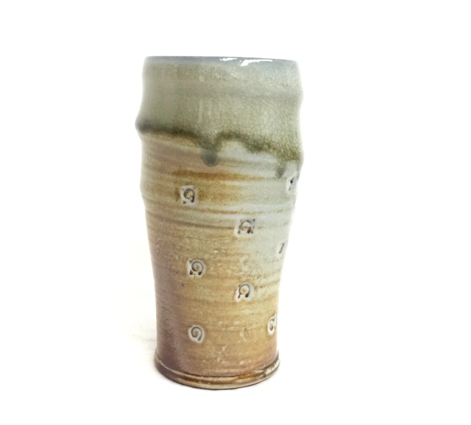 Soda Fired Tumbler, porcelain, 6.25 x 3 x 3 inches (16 x 8 x 8 cm), $60 Cdn.