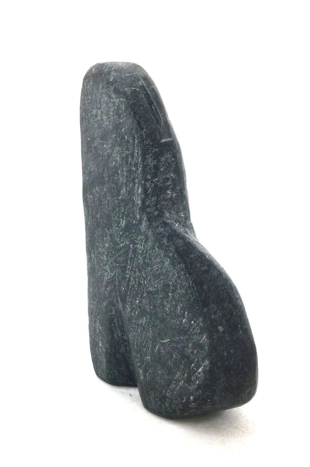 John Pangnark (ᔭᓐ ᐸᓇ) E1-104, 1920-80 Arviat/Eskimo Point ᐊᕐᕕᐊᑦ, Spirit Figure, c.1972, basalt, 2.75 x 1.25 x 1.25 inches (7 x 4 x 3 cm), provenance: private collection BC, $1000 Cdn.