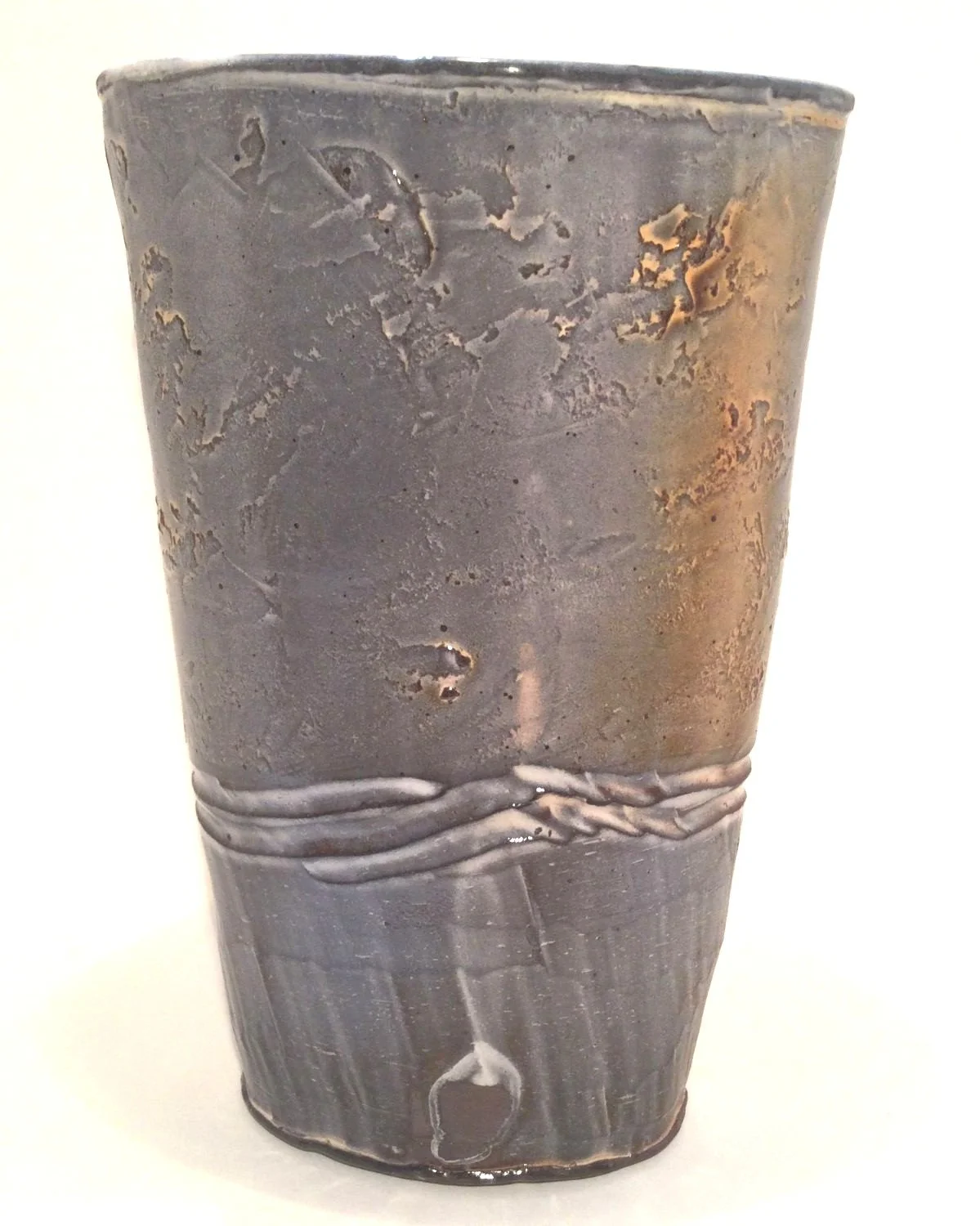 Small Confluence Vase (#26.2.25), 2026, low soda fired earthenware, 7.75 x 4.5 x 3 inches (19.5 x 11.5 x 7.5 cm), $130 Cdn.