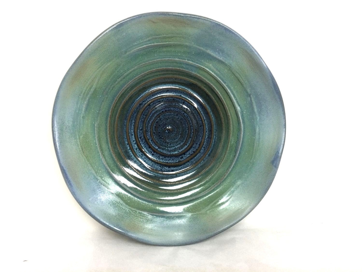 Blue/Green Water Drop Dish (#24.12.06), 2024, stoneware, 2 x 10.25 x 10.25 inches (5 x 26 x 26 cm), sold.
