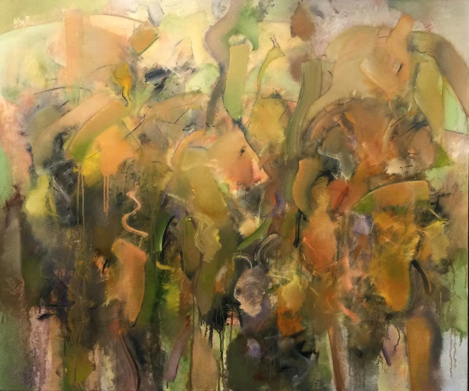 A Hint Of Red / A Mention Of Fall (#68-H), 2024, oil on canvas, 42x50 inches (107x127 cm), exhibition frame, $5100 Cdn.