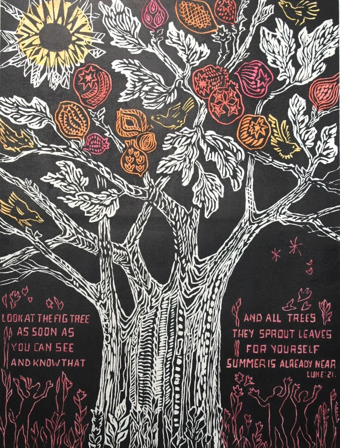 And All Trees (#273), 2001, edition: 8/12, woodblock & stencil (multiple blocks) on paper, 24 x 18 inches (61.5 x 46 cm), $1425 Cdn.