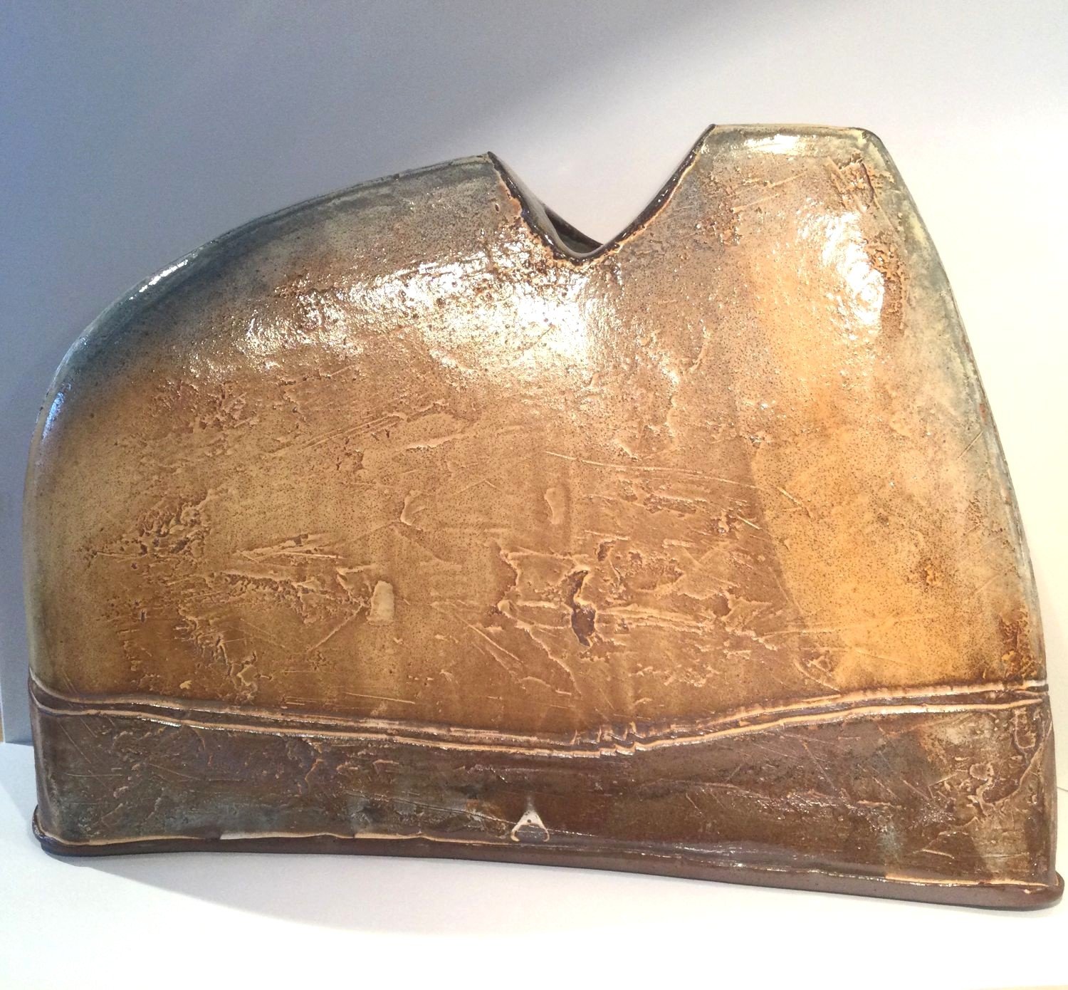 Extra Large Angular Confluence Vase (#26.2.21), 2026, low soda fired earthenware, 12 x 14.5 x 2 inches (30 x 37 x 5 cm), $1050 Cdn.