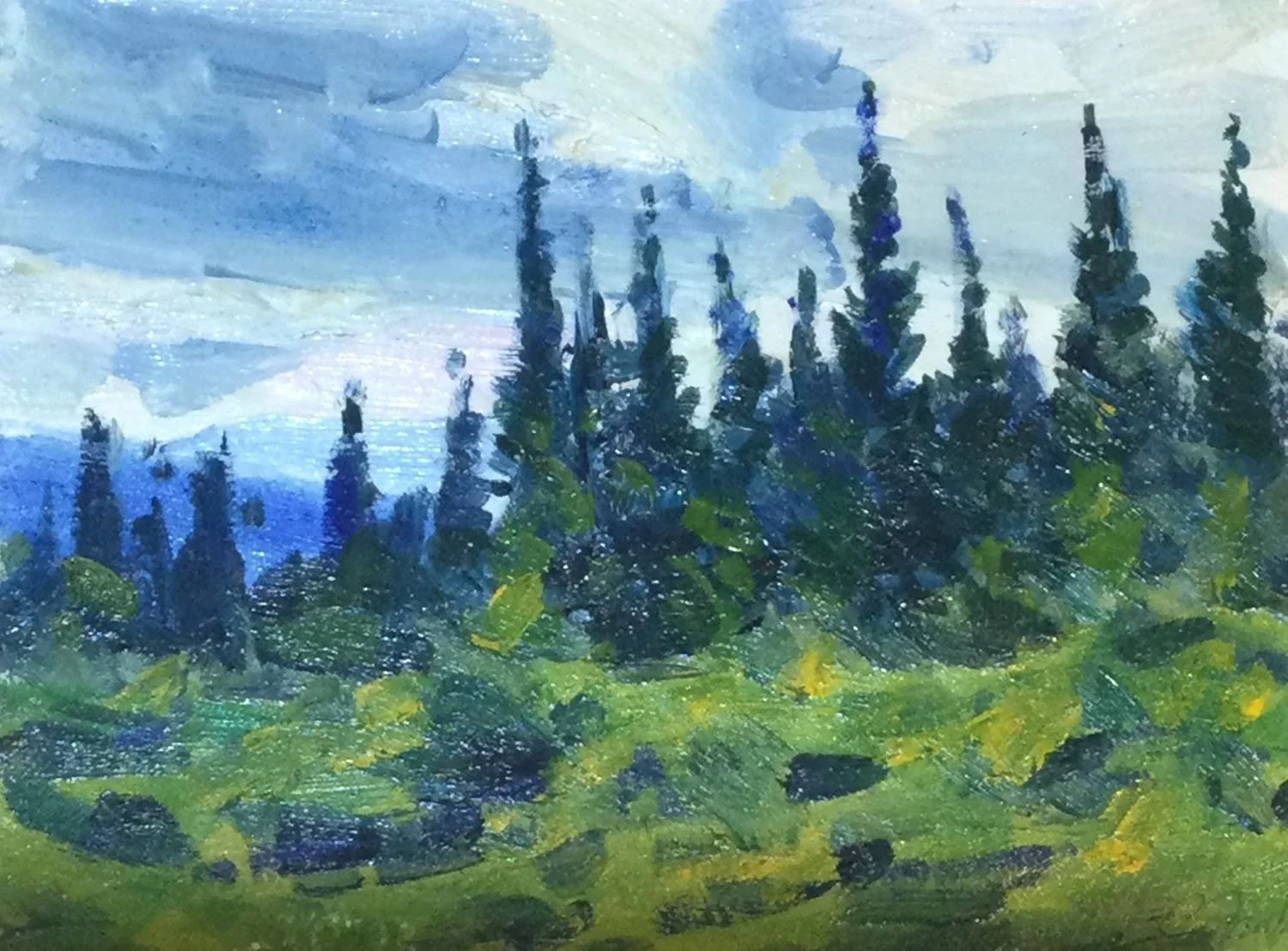 Spires (#26.2.3), 2014, oil on paper, 7 x 9 inches (18 x 23 cm), framed, $700 Cdn.