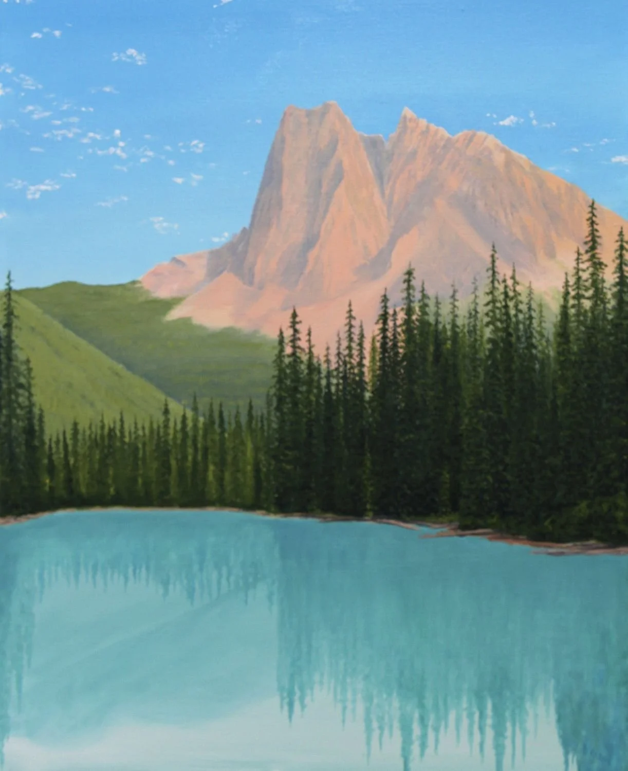 Emerald Lake (#26.5.5), 2026, oil on linen canvas, exhibition frame, 30 x 24 inches (76 x 61 cm), $2825 Cdn.