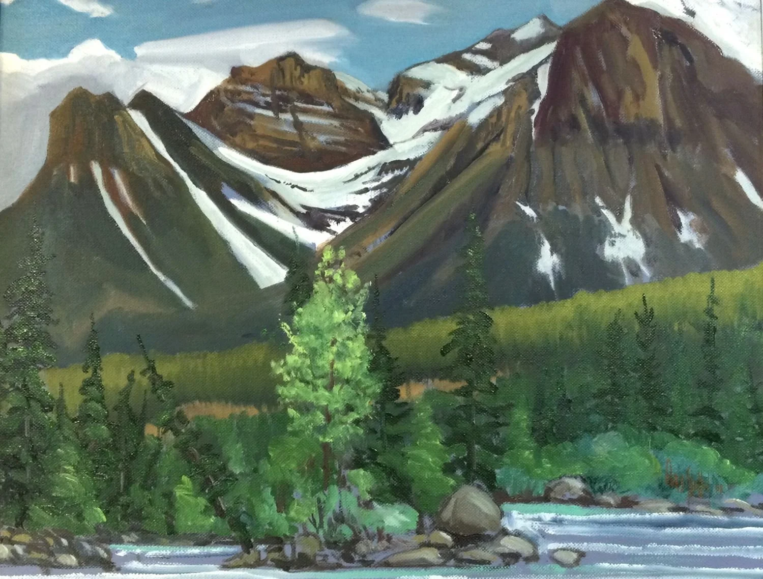 Saddle Back Mountain, Lake Louise, Alberta, 2008, oil on canvas, 14 x 18 inches (35 x 46cm), framed, $750 Cdn.