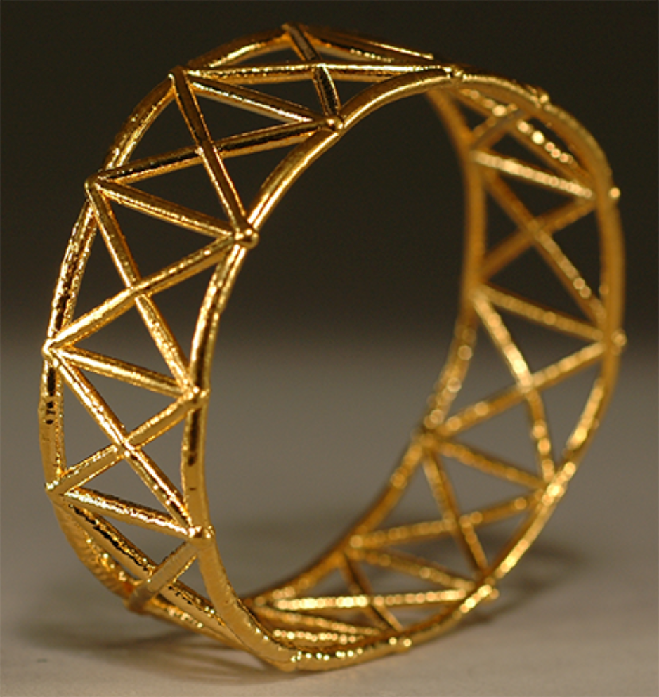 Trellis Bracelet #6, 24K gold, welded steel wire, copper electroforming, $1100 Cdn.