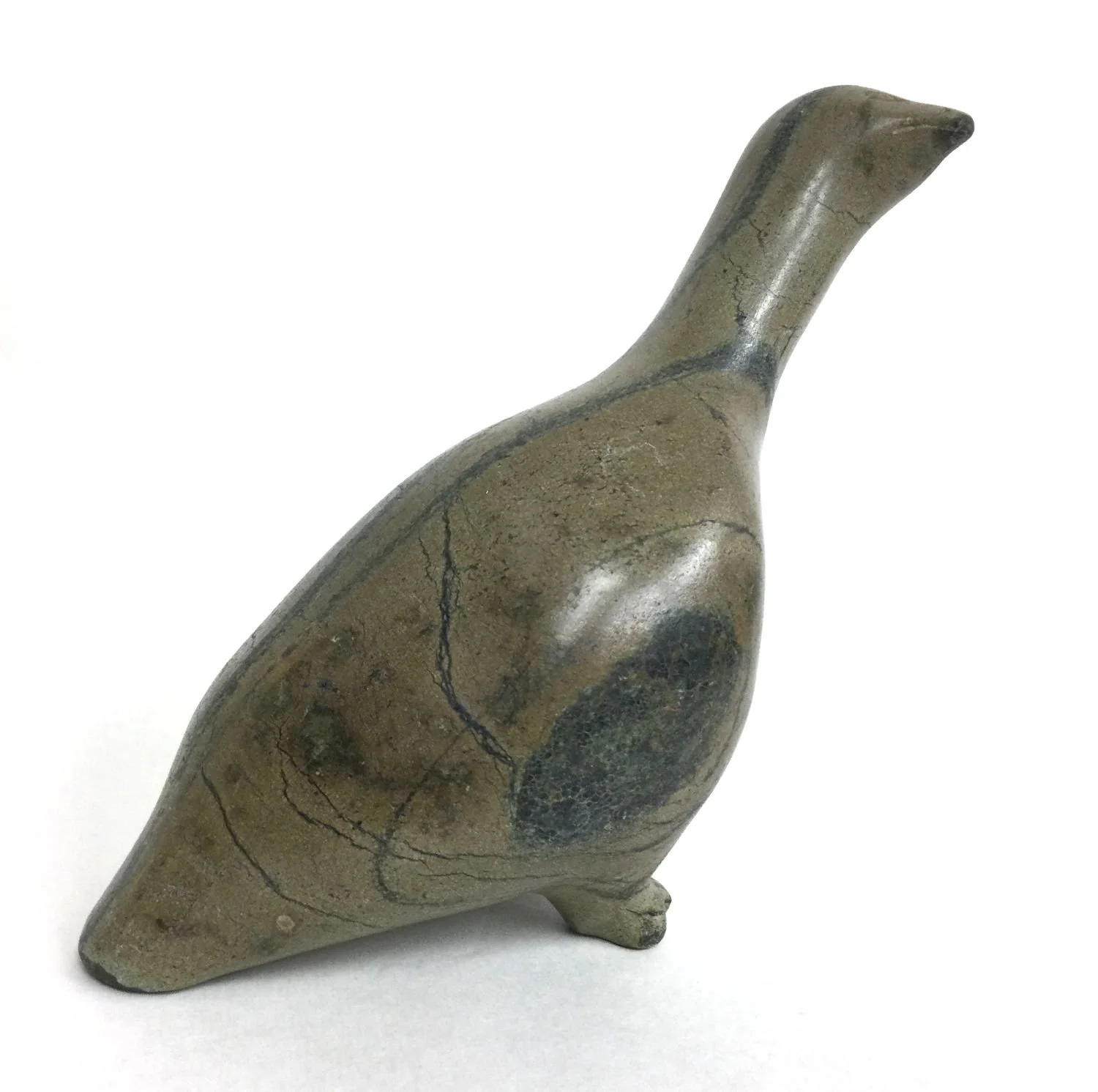 Elisapee Nungusuituq (ᐃᓕᓴᐱ) E7-1145 (1927-85) Kinngait/Cape Dorset, ᑭᙵᐃᑦ, Arctic Bird, n.d. (early), serpentine, 8.25 x 4 x 9 inches (21 x 10 x 23 cm), provenance: private collection BC, $2200 Cdn.