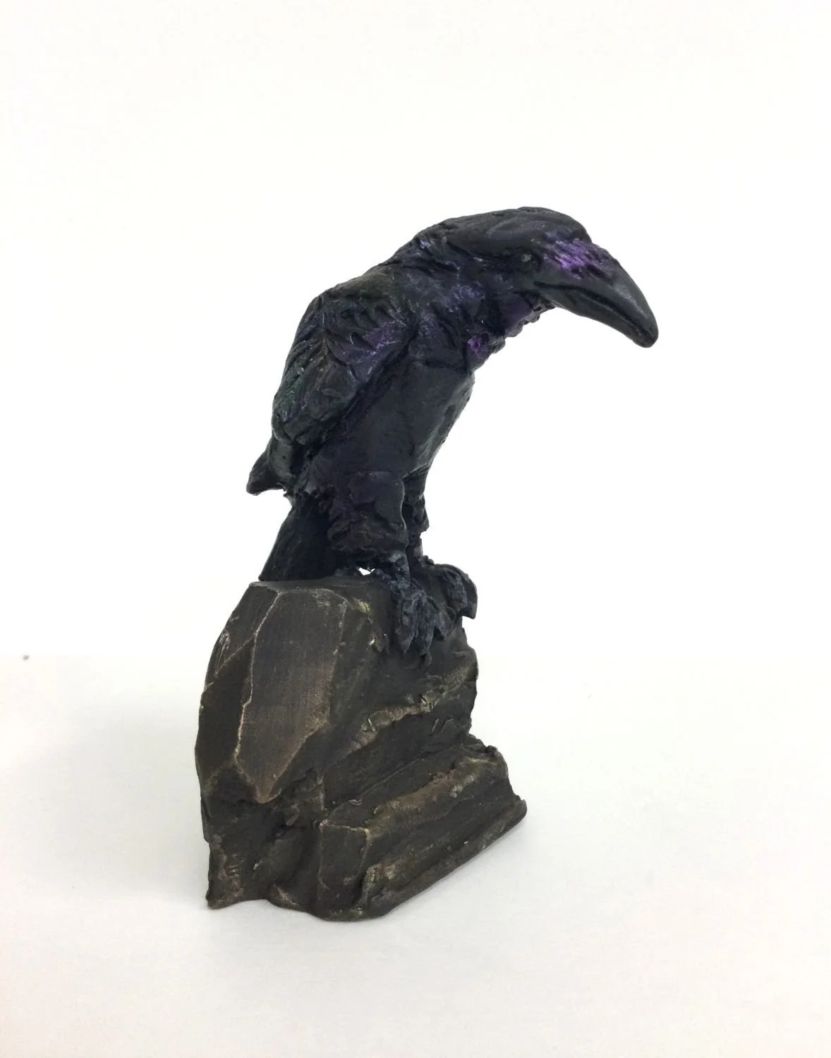Reflection the Raven (#26.6.4), unique, 2026, patinated bronze, 3.5 x 2 x 2.5 inches (9 x 5 x 6.25 cm), $350 Cdn.