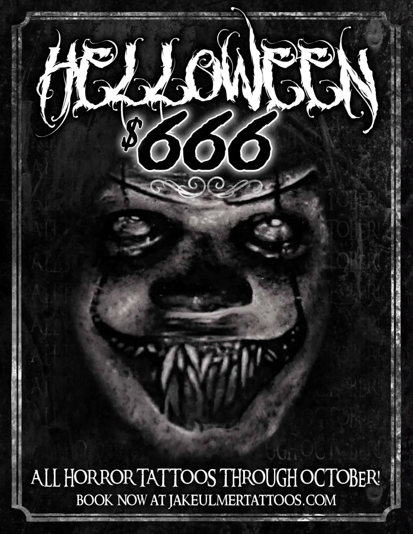 🔥🔪 HELLOWEEN SALE! - $666 TATTOOS! 🎃🔥 In honor or my favorite time of the year 🍁 ALL HORROR TATTOOS 💀 will be $666 through October!! 😈 *I have a limited number of days available.* 😱 Book now at jakeulmertattoos.com! 🕸🖤 

#darkart #realismta