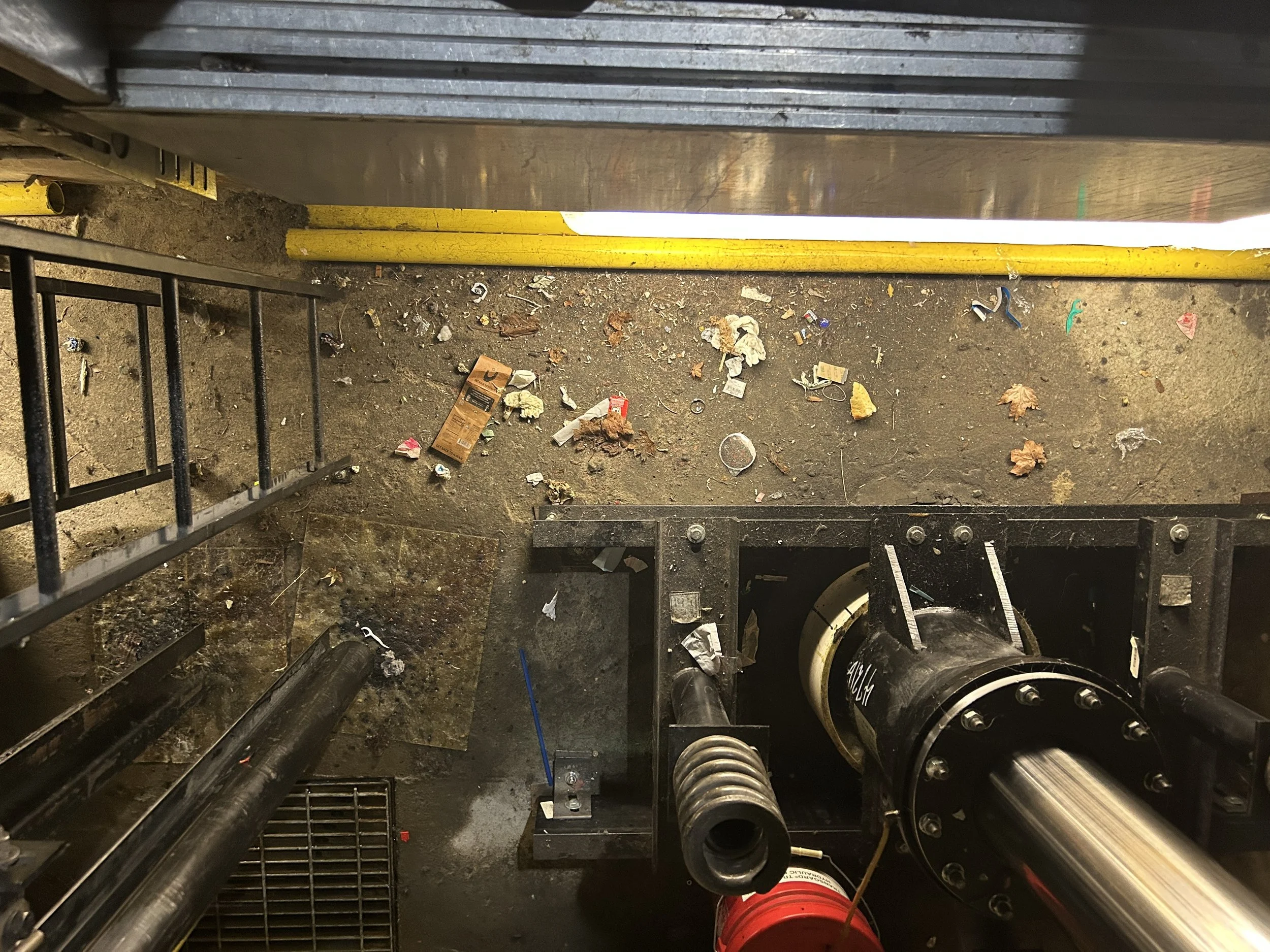 Dust and debris buildup in elevator hoistway