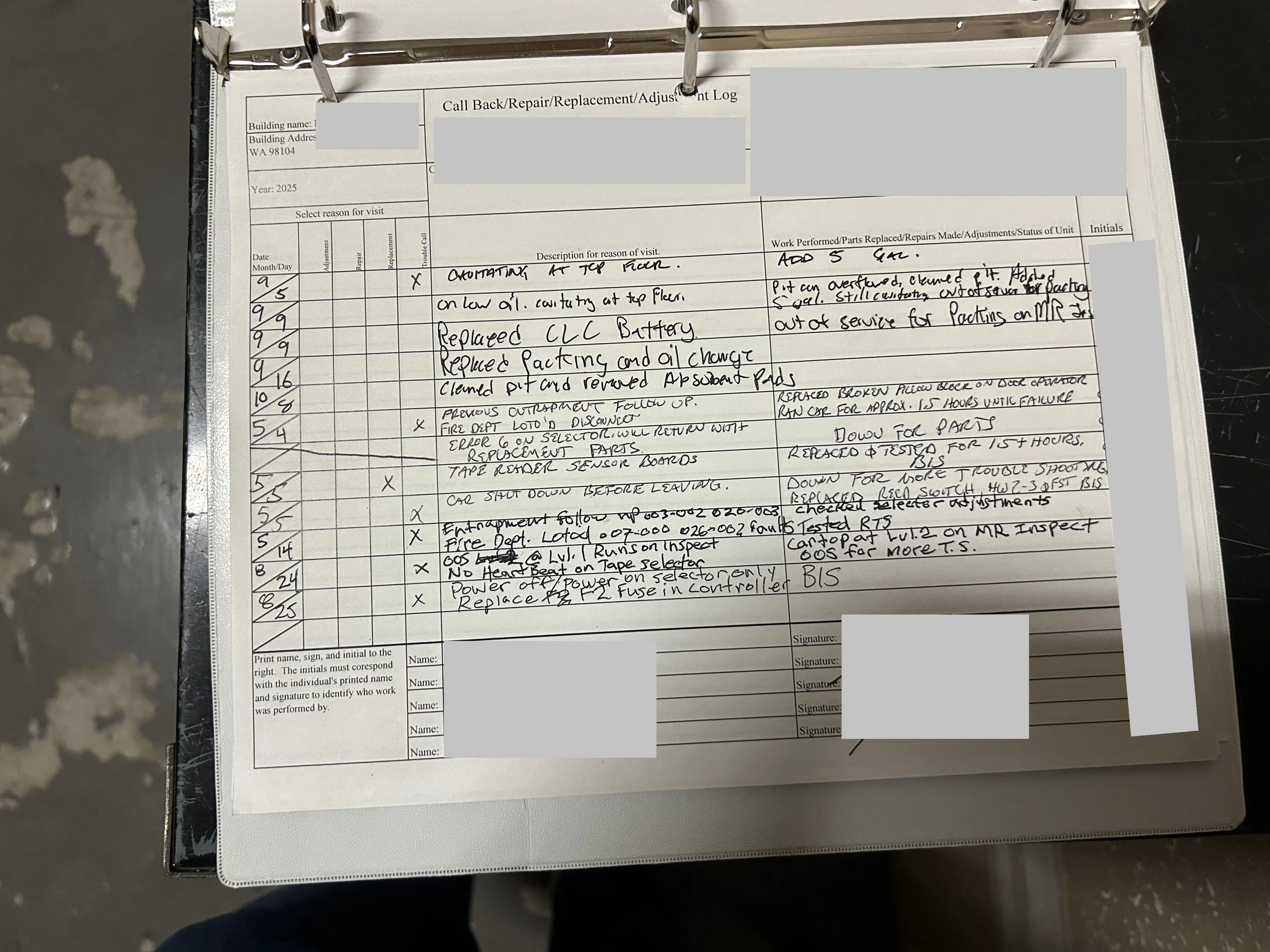 Elevator MCP showing three visits in 2025