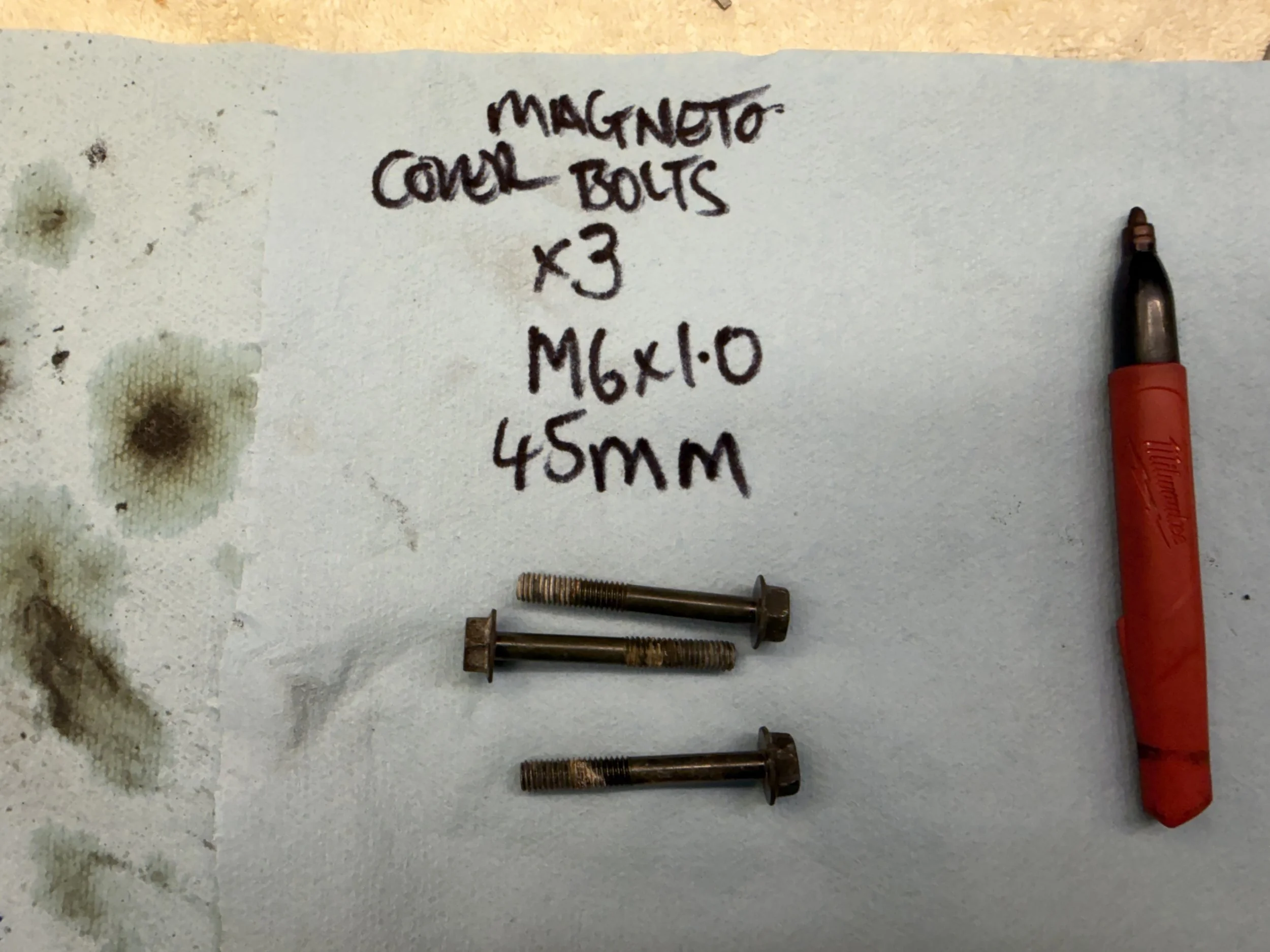 Actually it's Magneto Cover Bolts x 4 not 3