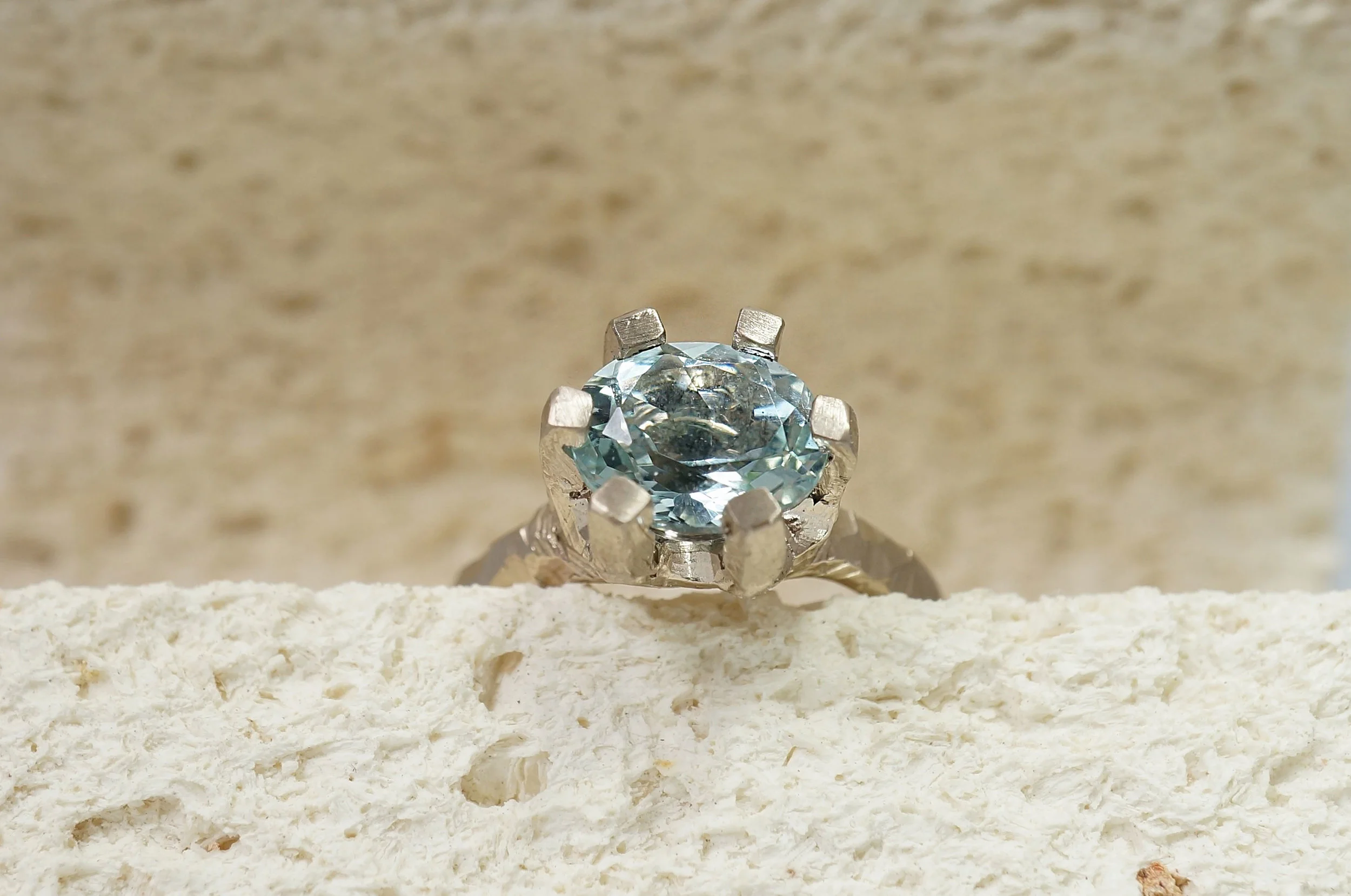 Aquamarine + 18ct White Gold Custom Engagement Ring