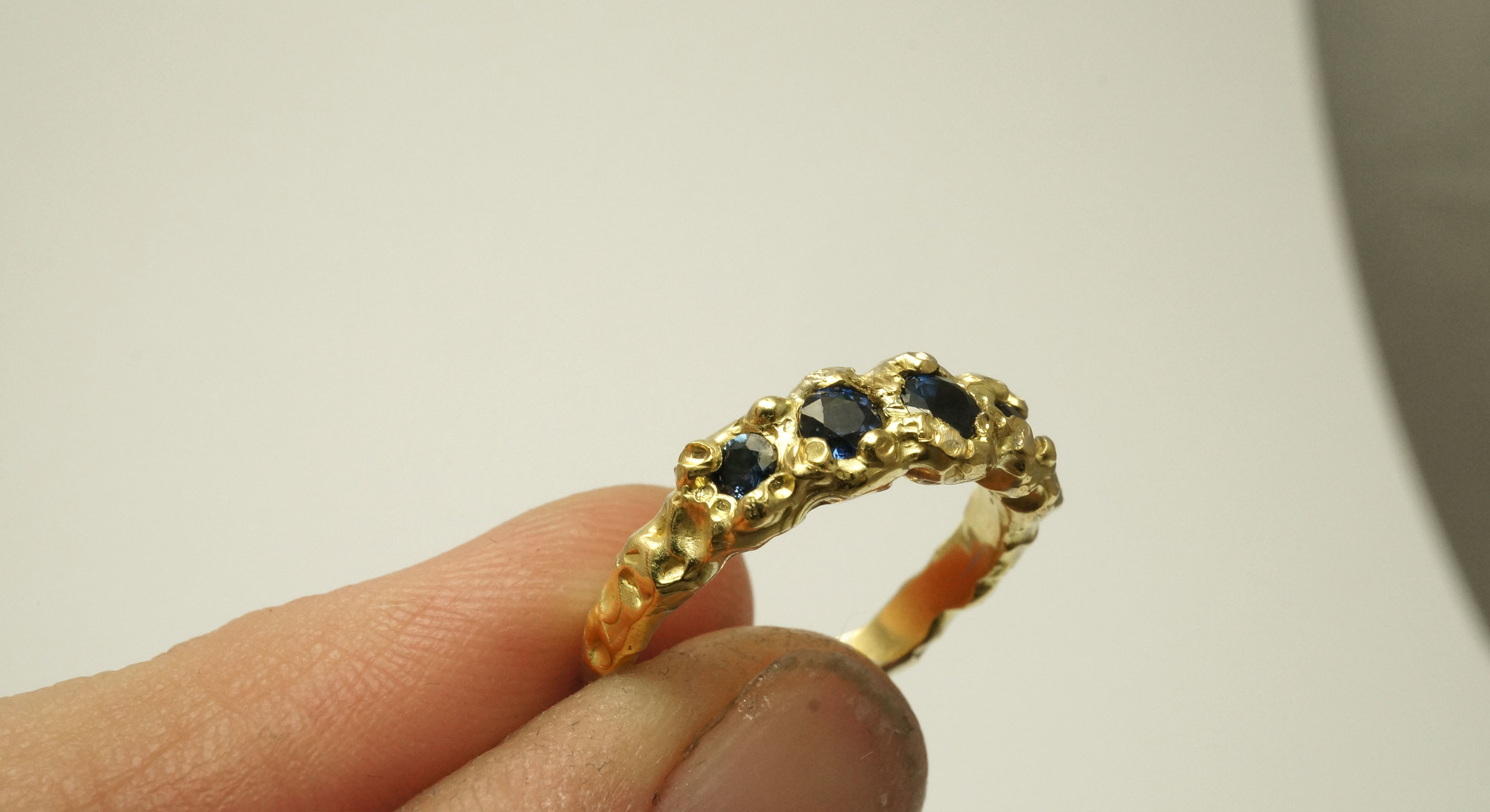 Gold + Dark Blue Australian Sapphire Engagement Ring