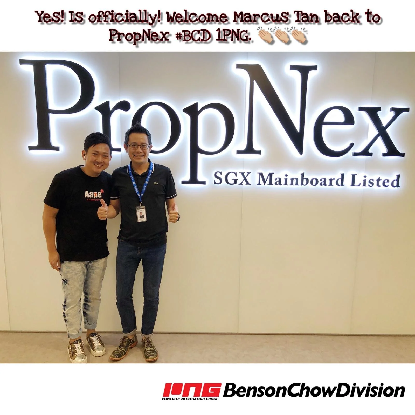 My personal friend, Marcus Tan is officially back in PropNex #BCD!